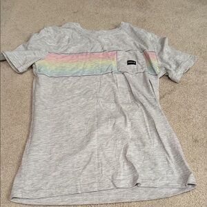 Hurley Gray Tee with Pastel Rainbow Stripe